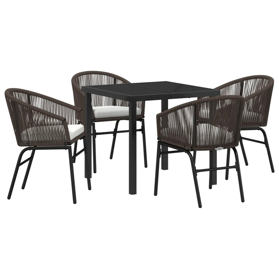 vidaXL Garten Essgruppe 5-teilig aus Poly Rattan in Braun mit rechteckigem Tisch und 4 Stühlen, B/T/H: 130 x 80 x 73 cm - Bild 2