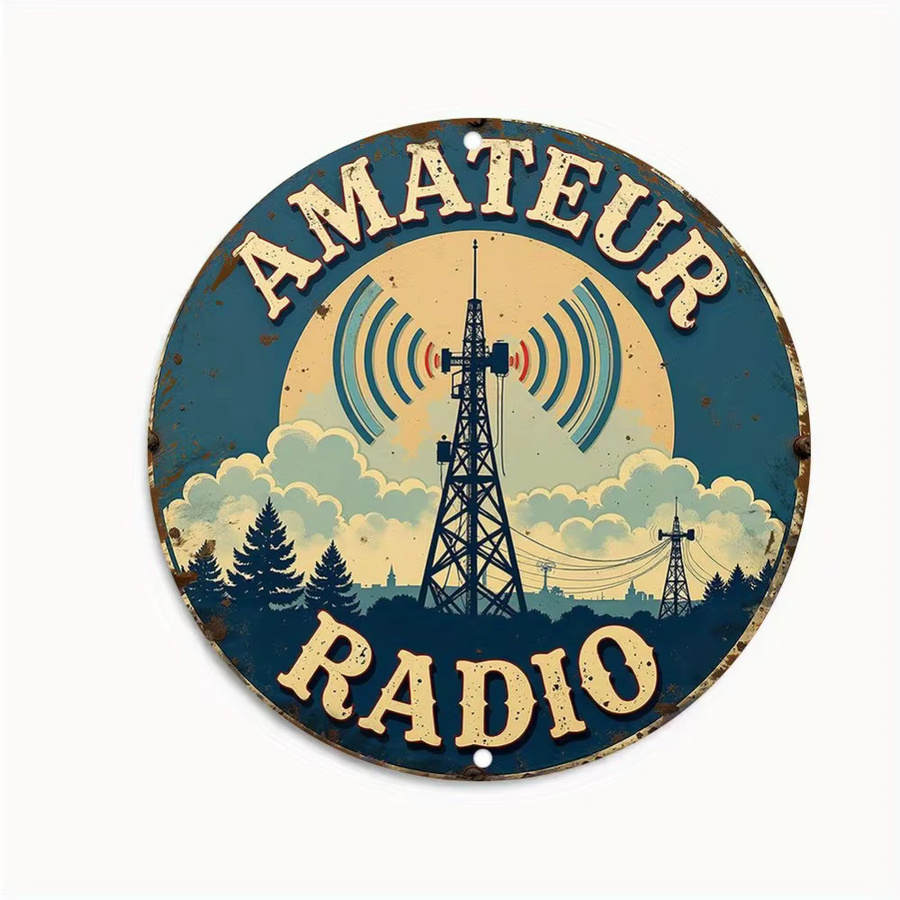 HELLOYOUNG Vintage Amateur Radio Wandschild aus Metall in Blau und Weiß - Bild 2