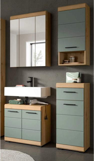 Inn.Furn Badmöbel Set Shawn 4-teilig in Grün und Eiche, B/H: 112 x 191 cm - Bild 1
