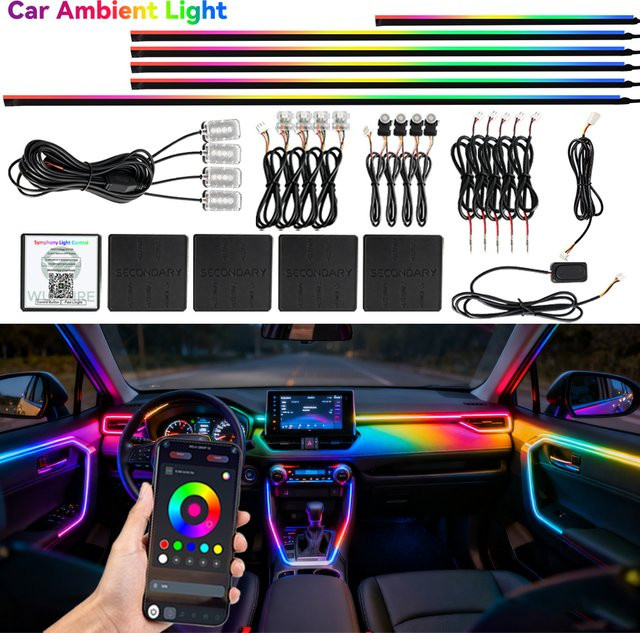 WUMFIRE LED-Symphonie-Streamer Auto-Ambientebeleuchtung mit Bluetooth und 64 Farben in RGB Multicolour - Bild 1