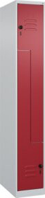 C+P Z-Spind Classic PLUS Garderobenschrank mit 2 Fächern und Sicherheits-Drehriegel, Grau und Rot, H x B x T: 185 x 30 x 50 cm - Bild 1