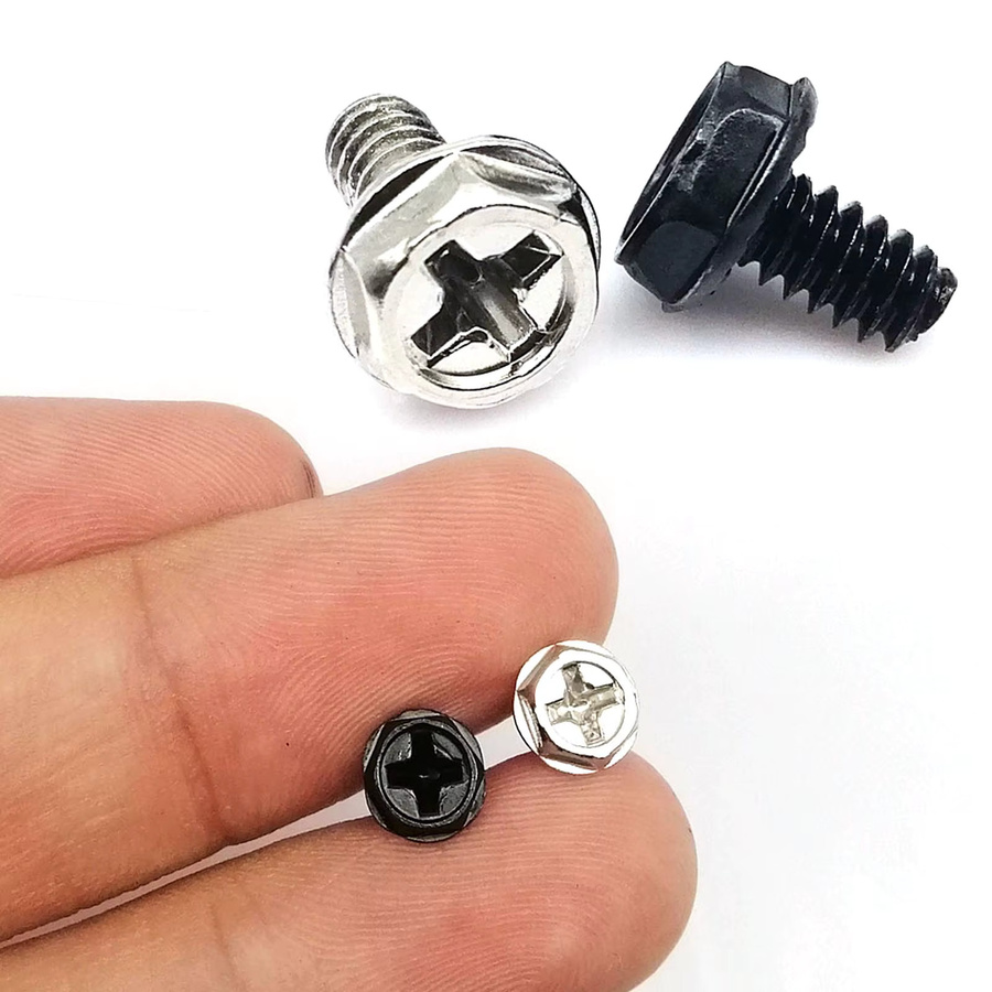 HZYUEGOU 100 Stück Phillips Schraubensatz in Schwarz und Silber für PC-Gehäuse, Netzteil, Festplatte und Motherboard, Größe: 32 x 5/6/8 mm - Bild 2