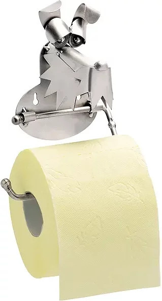 Toilettenpapierhalter Hund aus Metall von Hinz und Kunst, Silber, Wandmontage - Bild 1