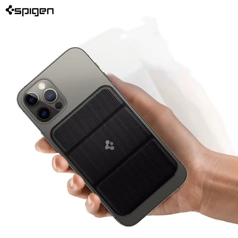 Spigen Magnetische Falten-Brieftasche mit Kartenhalter und Ständer für iPhone 11 bis iPhone 17 Pro Max, kompatibel mit MagSafe, in Schwarz oder Rot - Bild 2