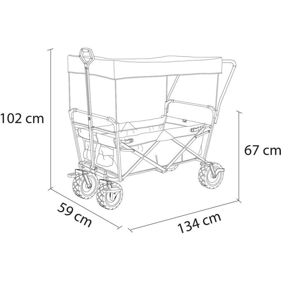 Axi Bollerwagen AB210 faltbar mit Dach in Blau und Grau, B/H/L: 59 x 102 x 134 cm - Bild 2