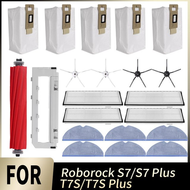 Roborock Ersatzteil-Set mit Hauptbürste, Filter, Mopp-Tüchern und Staubbeuteln für S7, S7 Plus, T7S und T7S Plus Saugroboter - Bild 1