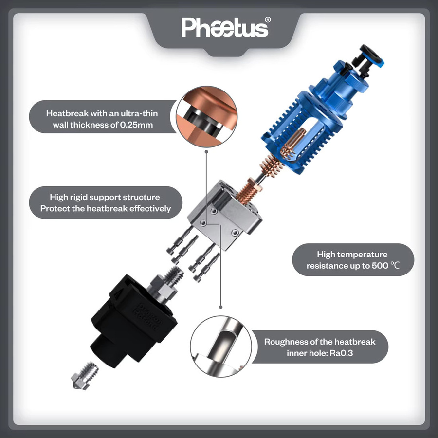 Phaetus Dragon UHF Hotend in Schwarz für Prusa Mini Mk2 Mk3 Extrusionskopf und Voron VZbot 3D-Drucker Zubehör - Bild 4