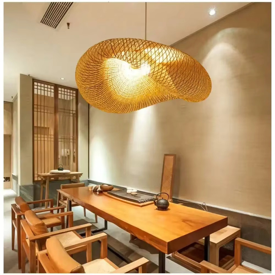 JOYINLED Design Bambus Vögel Nest Kronleuchter Handgewebte Wellenform Hängelampe für Restaurant und Hotel - Bild 3