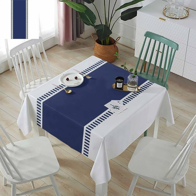 Wasserdichte rechteckige Tischdecke von JMG Household Supplies in Blau-Weiß gestreift, B/L: 140 x 140 cm - Bild 1