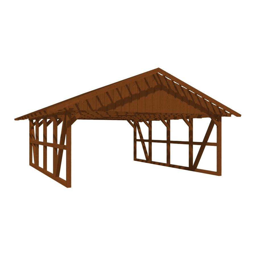 Skan Holz Carport Schwarzwald mit Satteldach und Dachlattung aus Fichtenholz in Nussbaum Braun, B: 684 cm, T: 772 cm - Bild 2