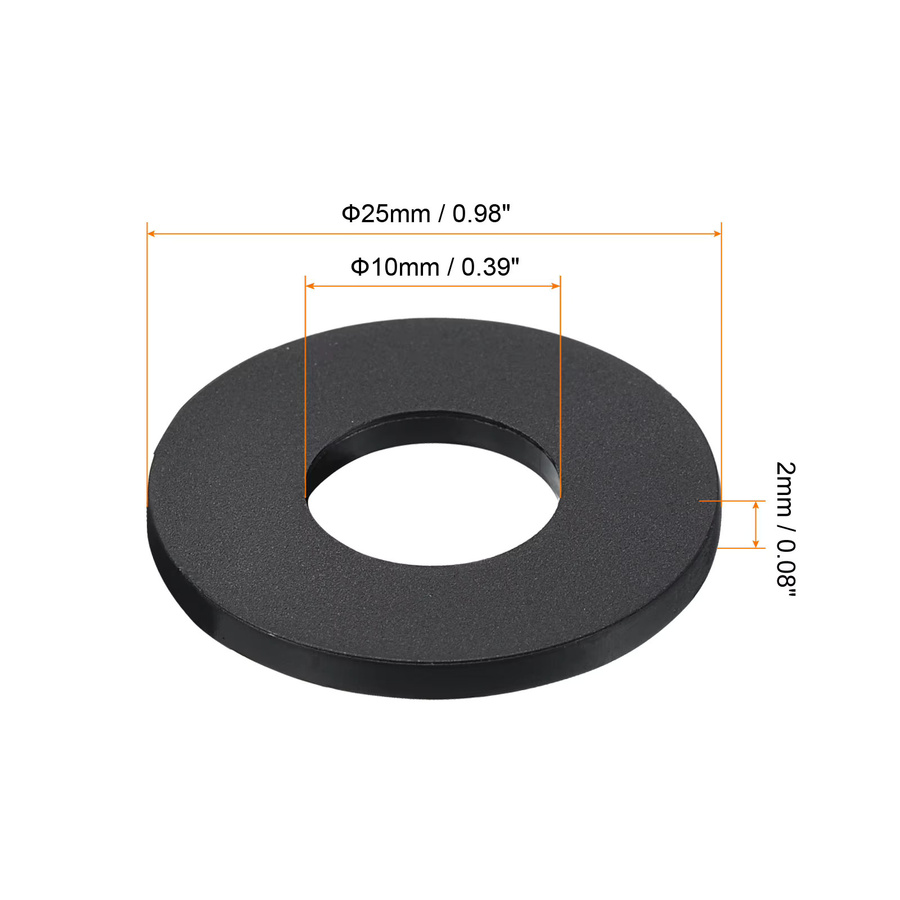 Schwarze Nylon-Unterlegscheiben aus Kunststoff als Flachdichtung und Abstandshalter in verschiedenen Größen M2 bis M16 - Bild 2