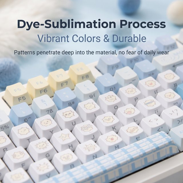 TTTSKONE PBT Tastenkappen Set mit 120 Stück im Cherry-Profil, seitengraviert und beleuchtet, Double Shot 5-Sublimation, ölfest und langlebig - Bild 1