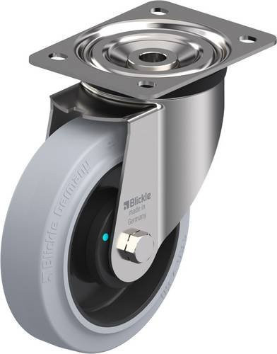 Blickle Lenkrolle LX-POEV 160KAD-SG in Schwarz und Grau mit Edelstahlplatte und 160 mm Rad-Durchmesser für eine Tragfähigkeit von max. 400 kg - Bild 1