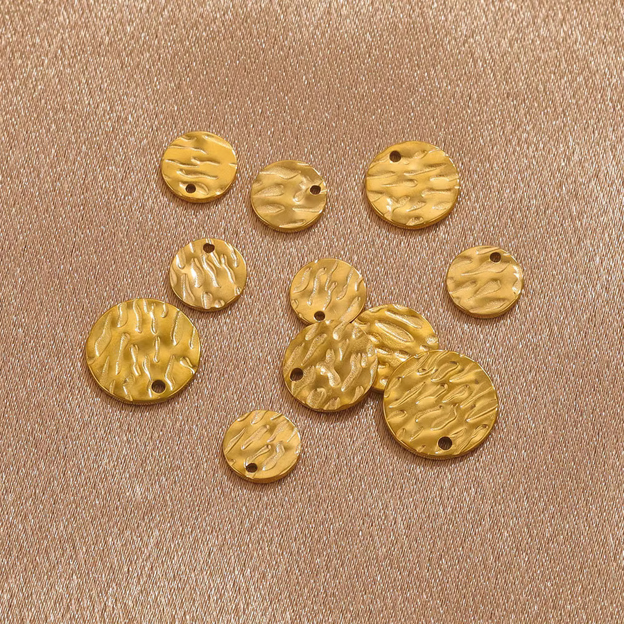 baizzx Charms, Edelstahl, Gold, rund, Textur, Unisex - Bild 2