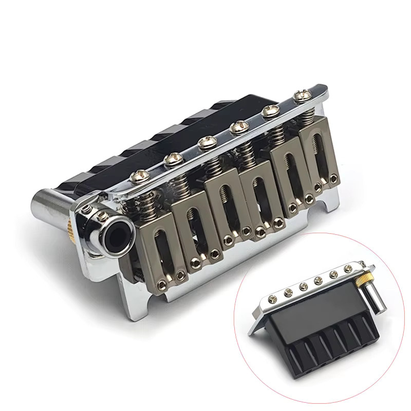 GETMUSIC Tremolo-Brücke mit Doppelverriegelungssystem für E-Gitarren, Saitenabstand 10,5 mm, Schwarz/Silber - Bild 3