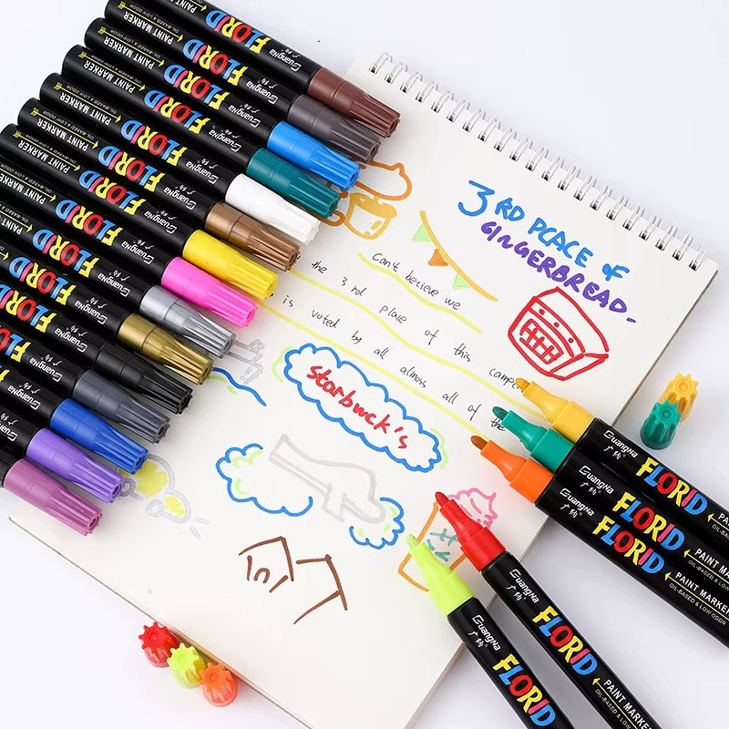 Permanent-Marker-Set mit 20 Metallic-Farben, wasserfeste Stifte für Metall, Gummi und Stoff, Bullet-Spitze, Multicolour - Bild 6