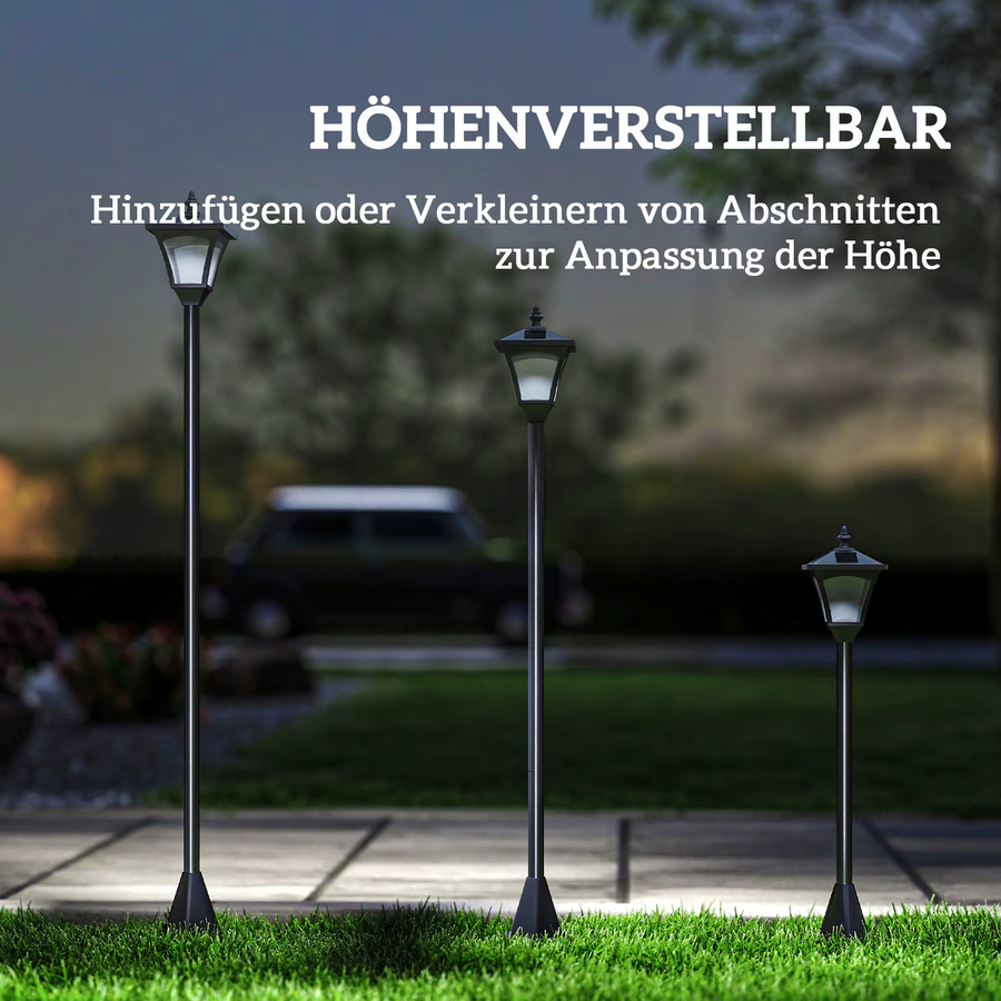 Outsunny Solar Gartenlaterne im Retro-Design mit LED, Schwarz, B/T/H: 15 x 15 x 120 cm - Bild 6