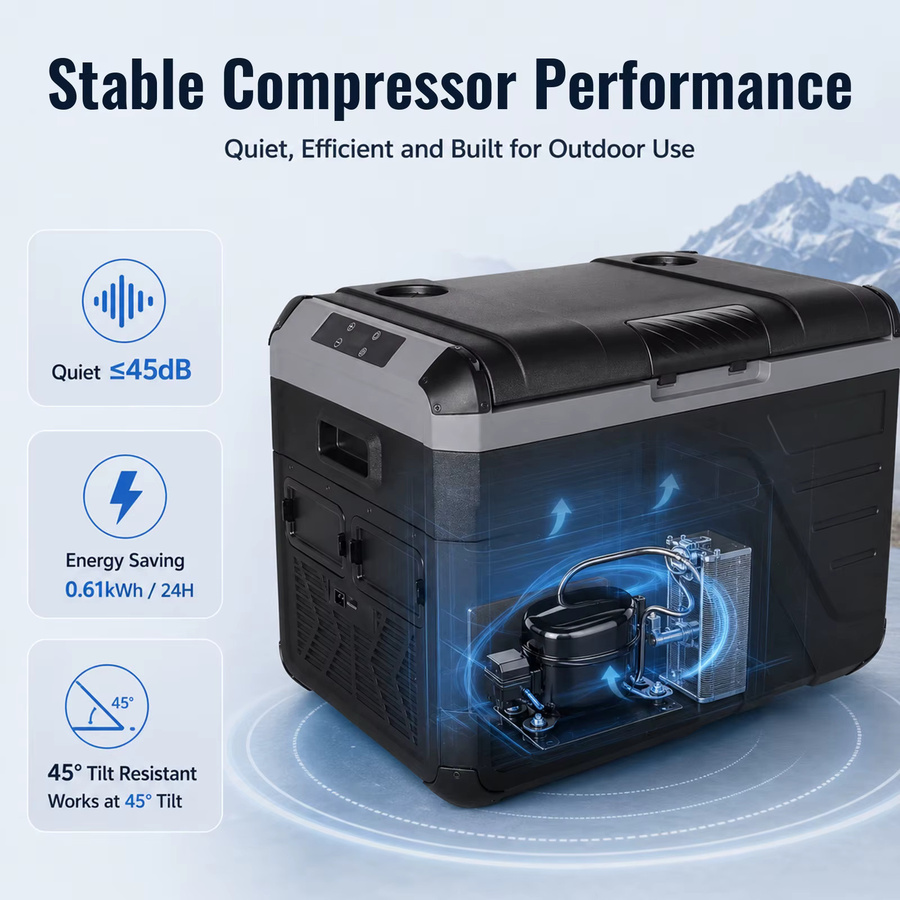 SIHAO Tragbarer Auto-Kühlschrank mit Kompressor in Schwarz, Kühl- und Gefrierkombination für Camping und Wohnmobil, 12V/24V DC und 100-240V AC - Bild 3