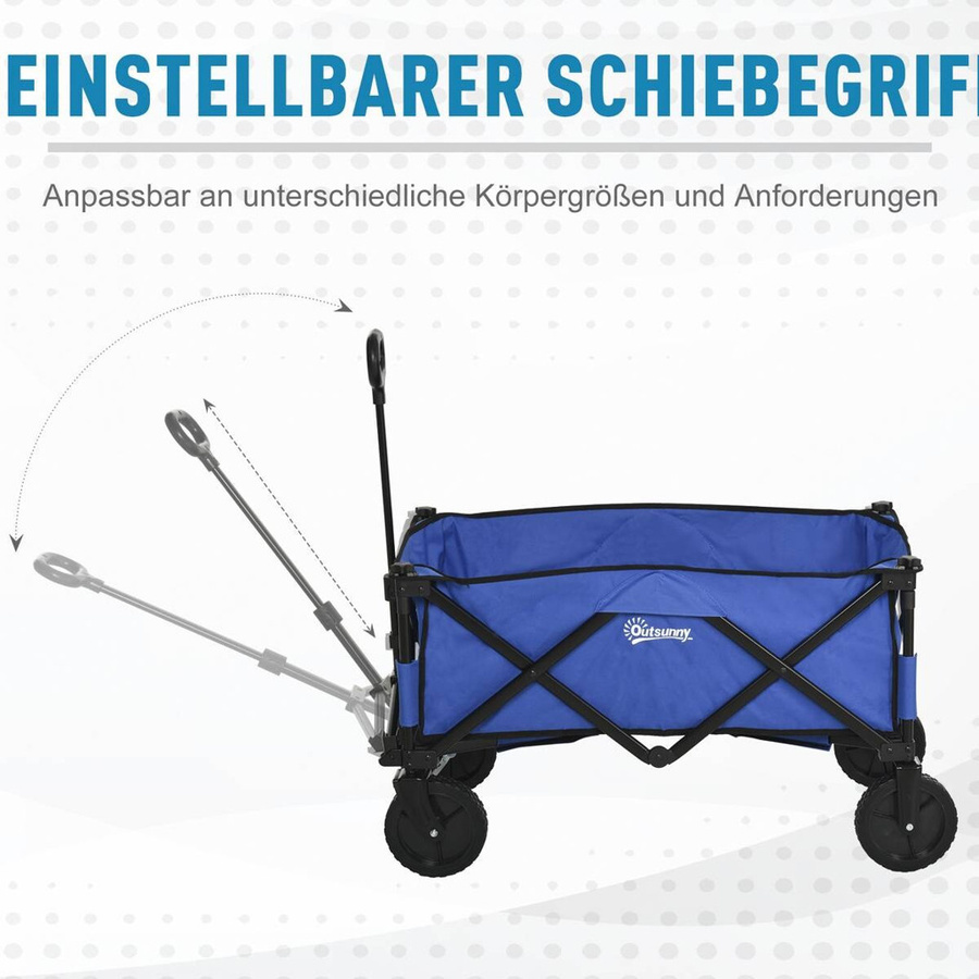 Outsunny Bollerwagen faltbar aus Stahl und Nylon in Dunkelblau B/H/L: 51 x 92 x 107 cm - Bild 6