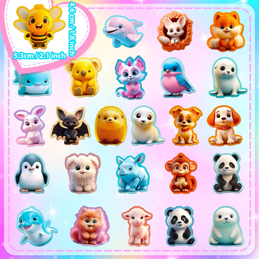 50 Stück 3D-Cartoon-Tier-Aufkleber im Ins-Stil von Anime Worlds Store, bunt, für Kinder - Bild 3