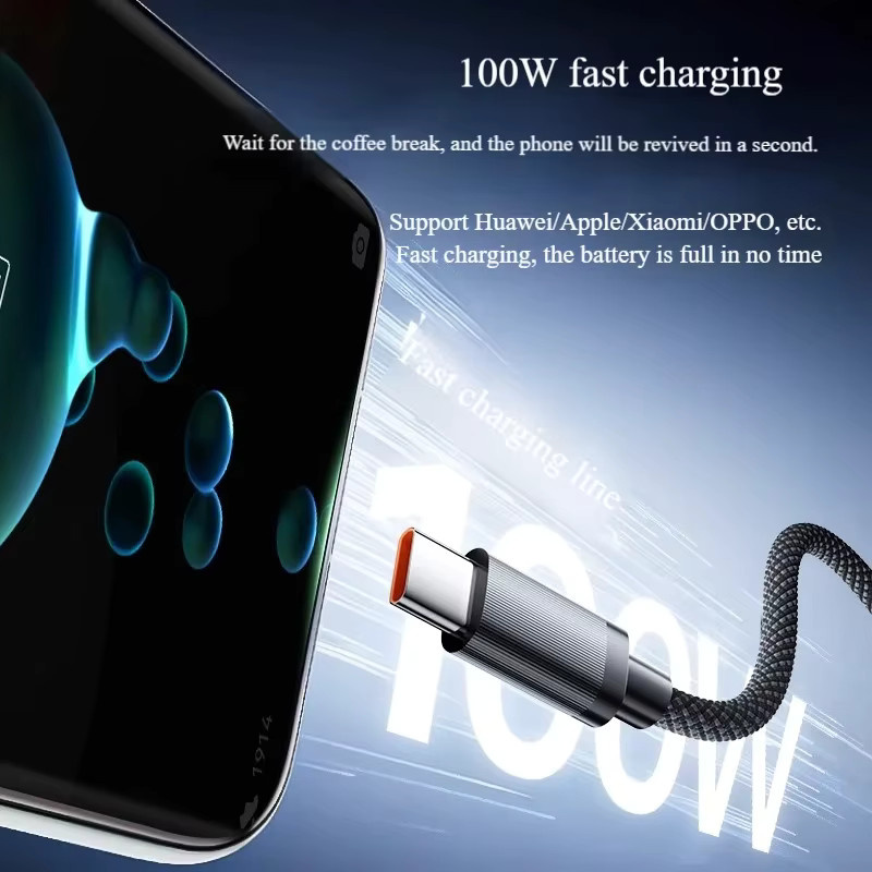 VBNM 2-in-1 Dual-Port USB-C Schnellladekabel 100W in Schwarz für iPhone 15 16 17 Pro Max und Samsung Huawei - Bild 2