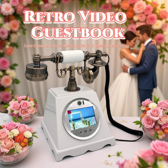 FEIYAQI Retro-Video-Gästebuch für Hochzeiten als Audio-Nachrichtenrekorder in Rot - Bild 1