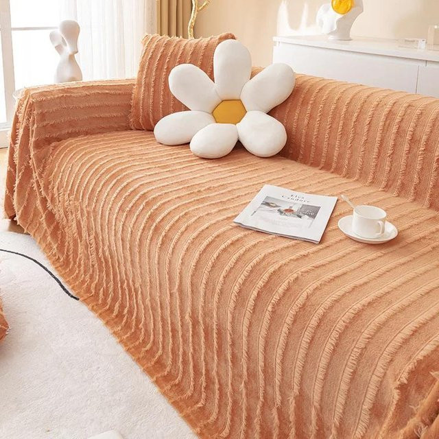 Plüschsofabezug Super Six aus flauschigem Fleece in Creme, universelles Sitzkissen für das Wohnzimmer, Breite: 180 cm, Tiefe: 130 cm - Bild 1