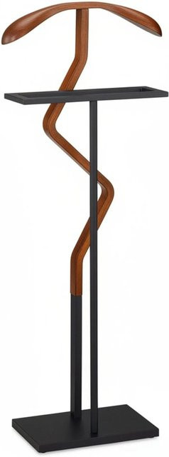 Relaxdays Herrendiener aus Stahl und Holz in Schwarz und Braun, freistehend, H: 106,5 cm, B: 45,5 cm, T: 20 cm - Bild 1