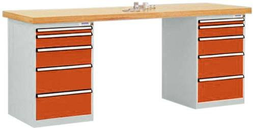 Manuflex Werkbanksystem TP5092.2001 in Orange (RAL 2001), B/T/H: 300 x 200 x 80 cm - Bild 1