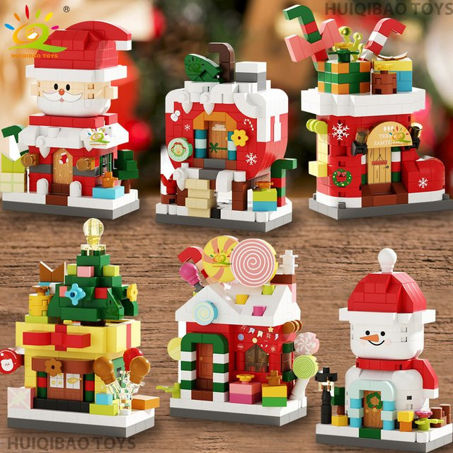 HUIQIBAO Weihnachten Dessert Haus Baum Santa Claus, Modell Baustein, DIY Ziegel Spielzeug - Bild 1