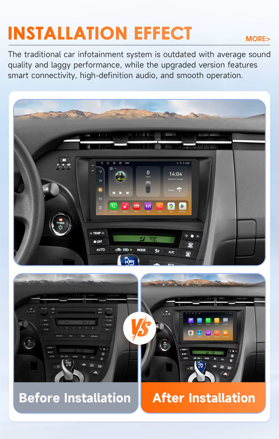 Hizpo Carplay Android Auto Multimedia-GPS-Player für Toyota Prius 3 2009 - 2015, 2Din Stereo mit 4G und 360-Kamera, Snapdragon 6115, Schwarz - Bild 2