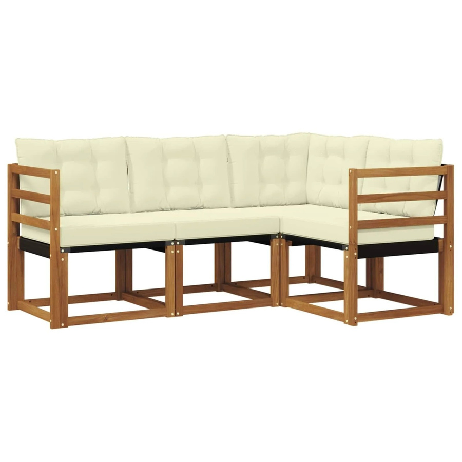 vidaXL Outdoor-Sofagarnitur 4-teilig aus Akazienholz mit Kissen in Natur und Creme - Bild 2
