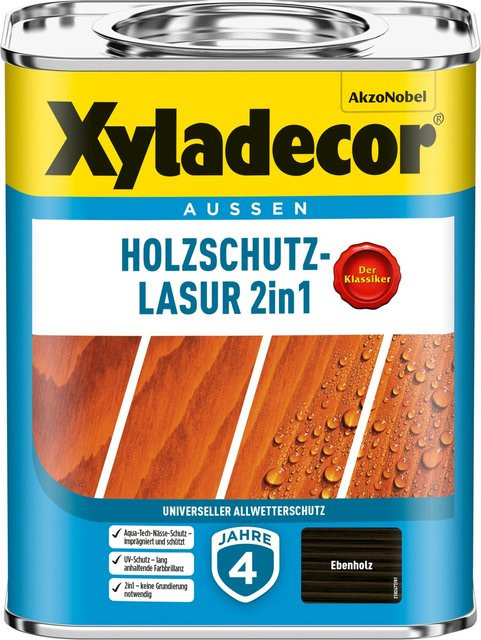 Xyladecor Holzschutz-Lasur 2in1 Ebenholz matt 750 ml - Bild 1