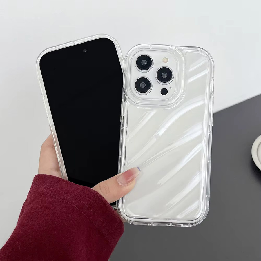 Stoßfeste Silikon Handyhülle mit Wellenstruktur von AKABEILA in Transparent für iPhone Modelle - Bild 4