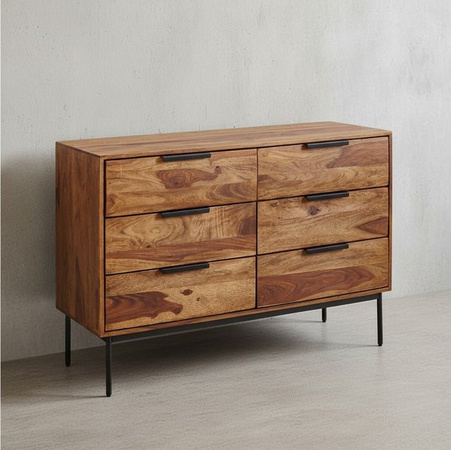 KADIMA DESIGN Kommode im Industrial Design aus Massivholz und Metall in Braun, B/H/T: 117 x 80 x 42 cm