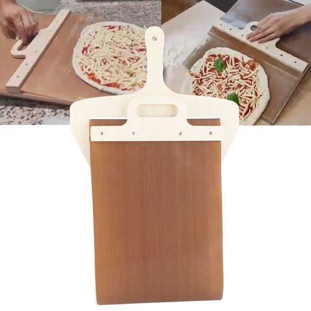 Qiilu Pizzaschieber aus Holz in Braun mit Griff, rechteckiger Pizzaspatel zum Backen - Bild 1