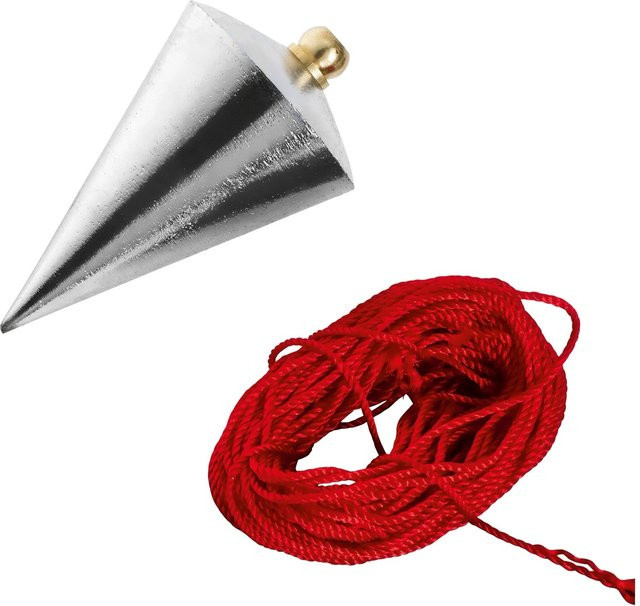 LUX-TOOLS Senklot mit Schnur aus Messing in Gold oder Silber, 250 g - Bild 1