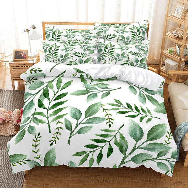 Bettwäscheset Nurb mit floralem Design in Weiß, Microfaser, B/H: 135 x 200 cm - Bild 1