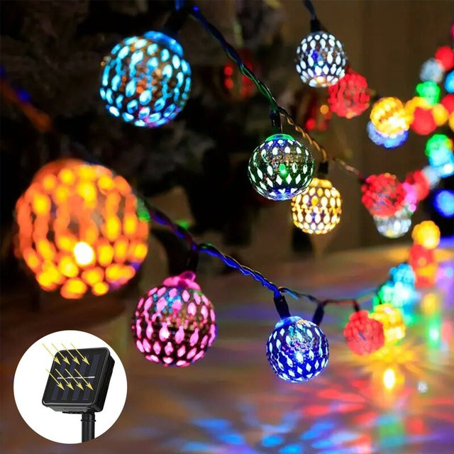 Peach Forest Solar LED Lichterkette mit marokkanischen Kugeln für Garten, Hochzeit und Party - Bild 1