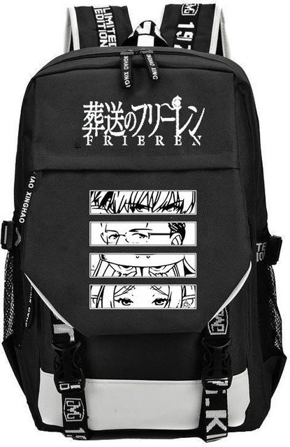 3-teiliges Schulrucksack-Set Monster No. 8 in Schwarz aus Oxford-Stoff mit Schultasche, Schultergurt und Federmäppchen - Bild 1