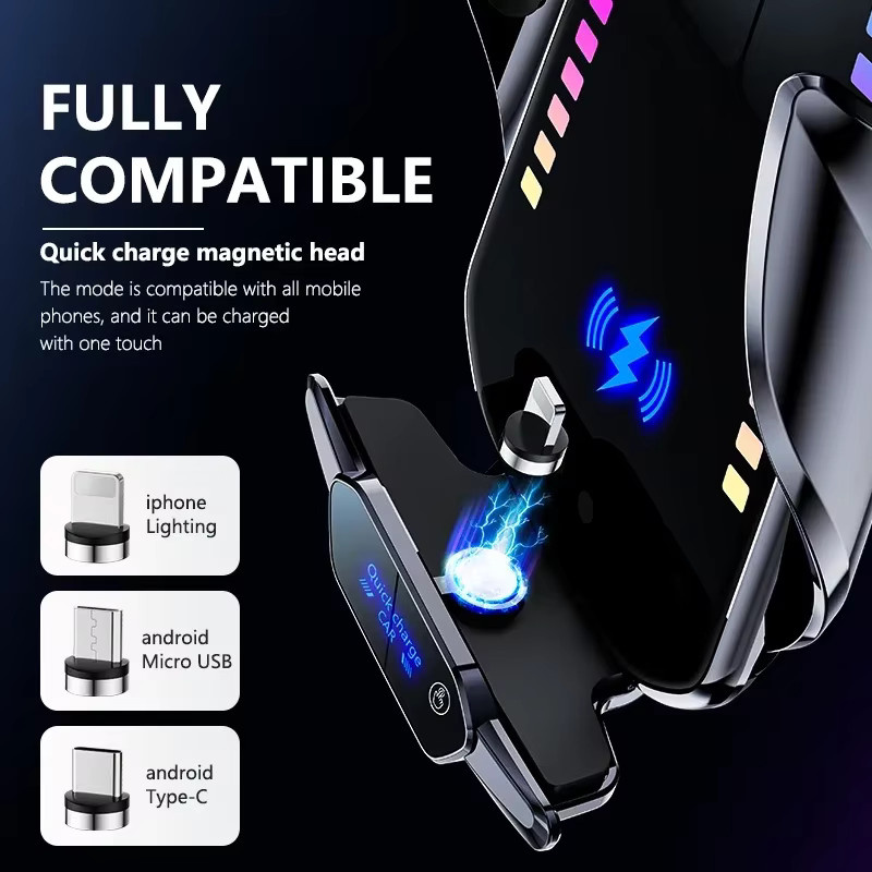 VIKEFON Magnetische Wireless Auto-Ladestation und Handyhalterung in Schwarz für iPhone und Samsung sowie Xiaomi mit schneller Induktionsladung - Bild 4