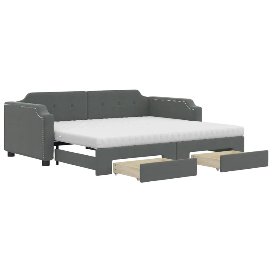 vidaXL Tagesbett ausziehbar mit Schubladen in Dunkelgrau B/T/H: 223 x 100 x 66,5 cm - Bild 2