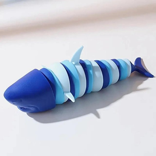 BC Pet Supplies Fidget Schnecke, 3D Gelenkig, Dehnbar, Hai, 20.5cm - Bild 1