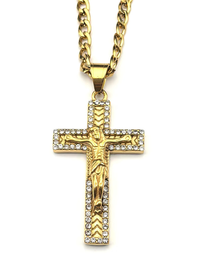 JYTF Anhänger Halskette Edelstahl, Gold, Kristall, Unisex - Bild 2