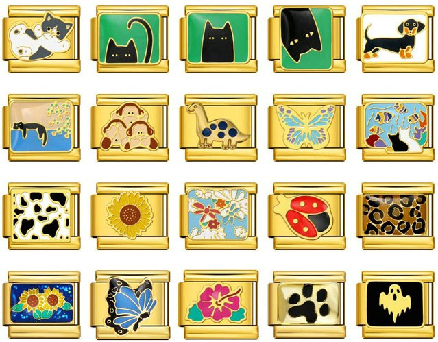 MoBuy Charms Schmetterling Hund Affe Libelle Katze, Edelstahl, Gold, 9mm - Bild 1