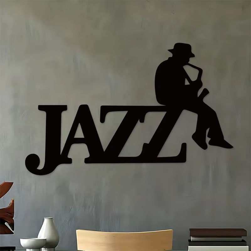HELLOYOUNG Jazz Musik Wanddekoration aus Metall in Schwarz, minimalistisches Design für Musikliebhaber - Bild 5