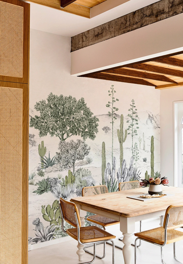 Isidore Leroy Mural Succulentes Wandgestaltung in Natur mit floralem Motiv in Weiß und Grau, Panel B - Bild 1