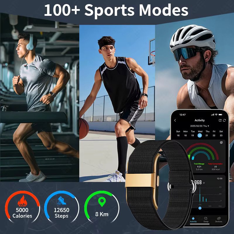 LIGE Fitness-Tracker Smartwatch mit Herzfrequenzmessung, Schlafmonitor und Schrittzähler, wasserdichtes Sportarmband für Männer und Frauen in Schwarz und Gold - Bild 3
