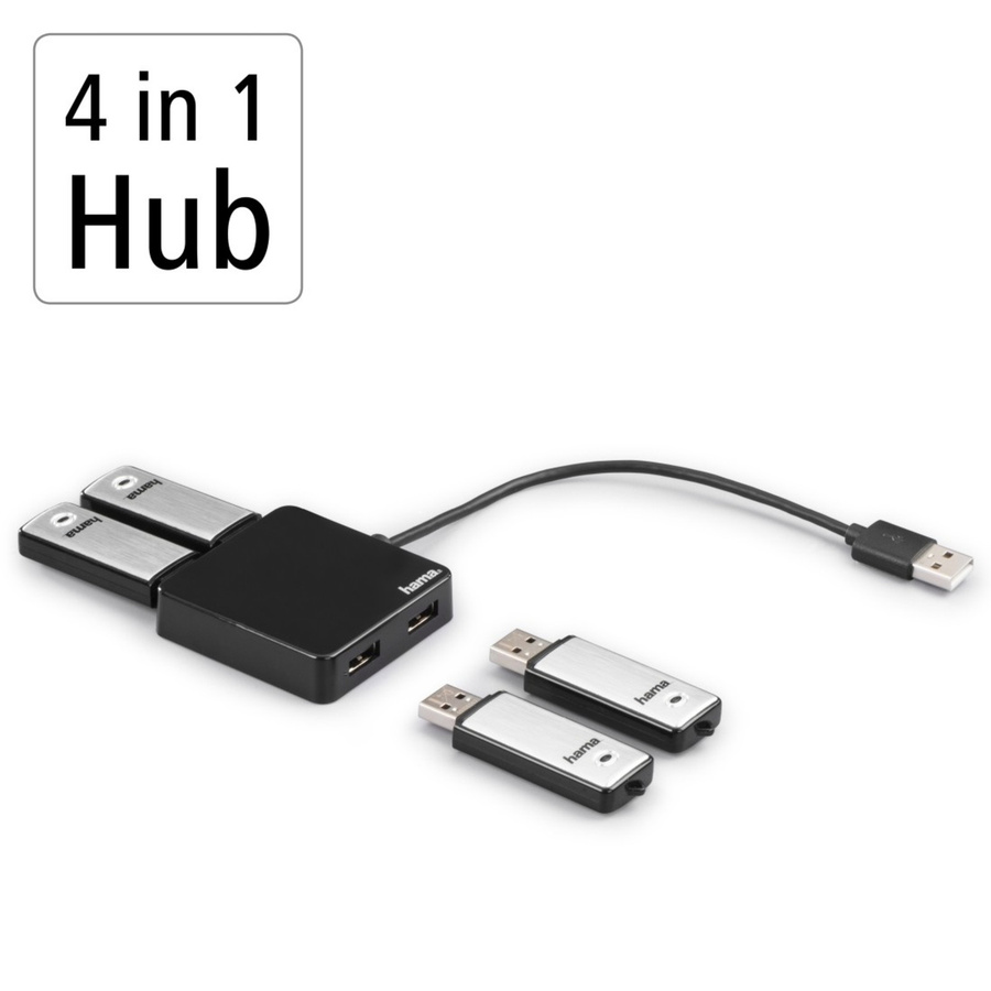 Hama USB-Hub mit 4 USB-A Ports USB 2.0 in Schwarz - Bild 2