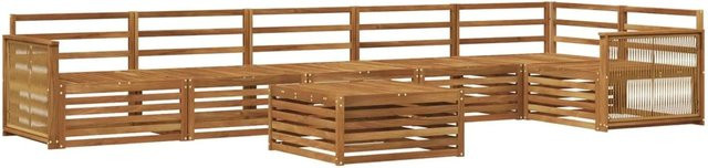vidaXL Outdoor-Sofagarnitur aus Massivholz Akazie in Natur Braun, 7-teiliges Set mit Tisch und Ecksofa - Bild 1